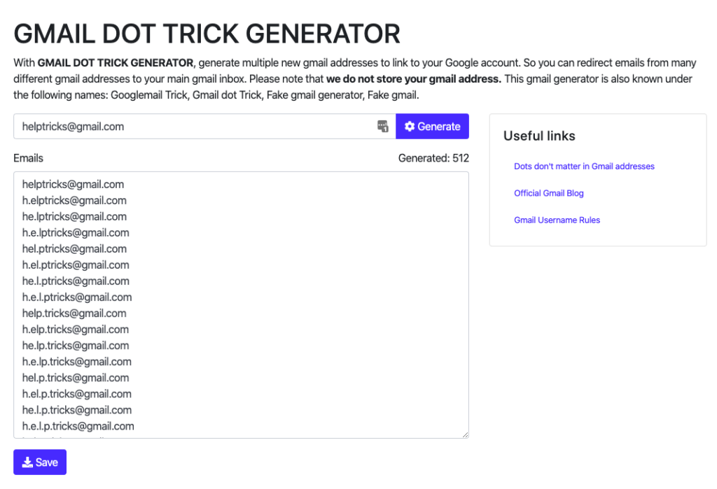 javascript gmail dot trick