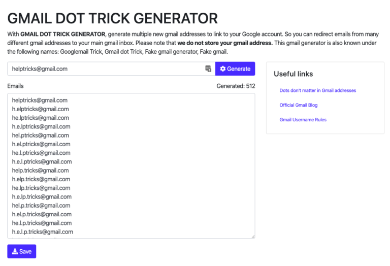 gmail dot trick generator