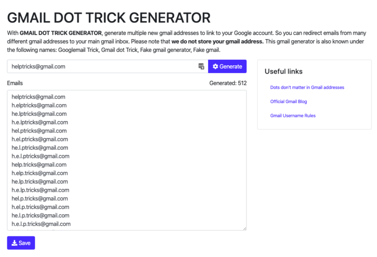 dot gmail generator